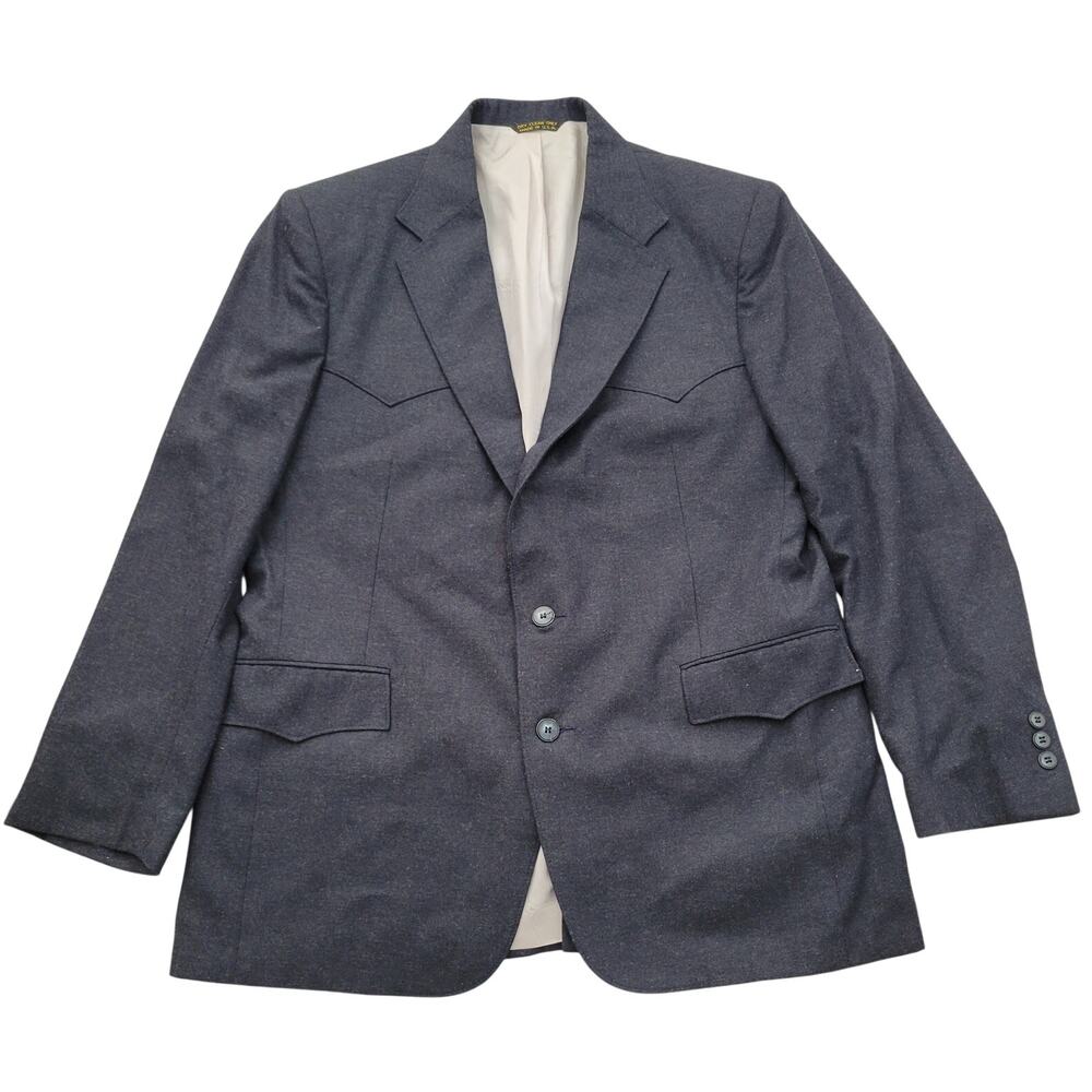 VTG Pagano West USA Wool Blend Denim Look Rockabilly Blazer Sport Coat 44S